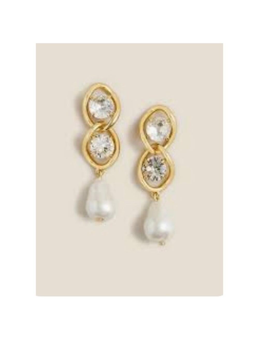 New! J. Crew Classic Sparkle Dangloe Pearl Chainlink Earrings